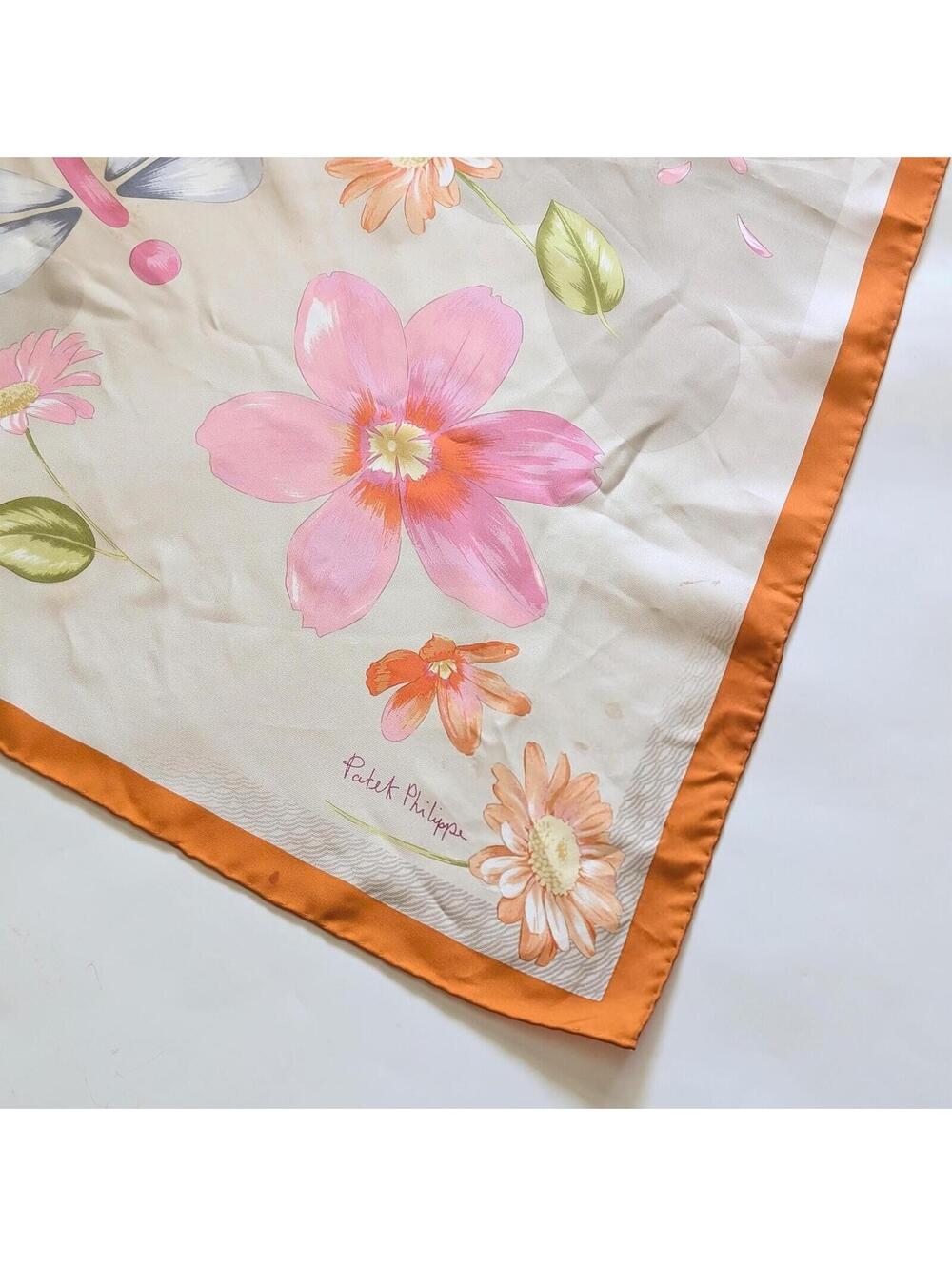 Vintage Patek Philippe "Les Metiers D'art" Silk Scarf with Floral Pattern - Picture 7 of 9
